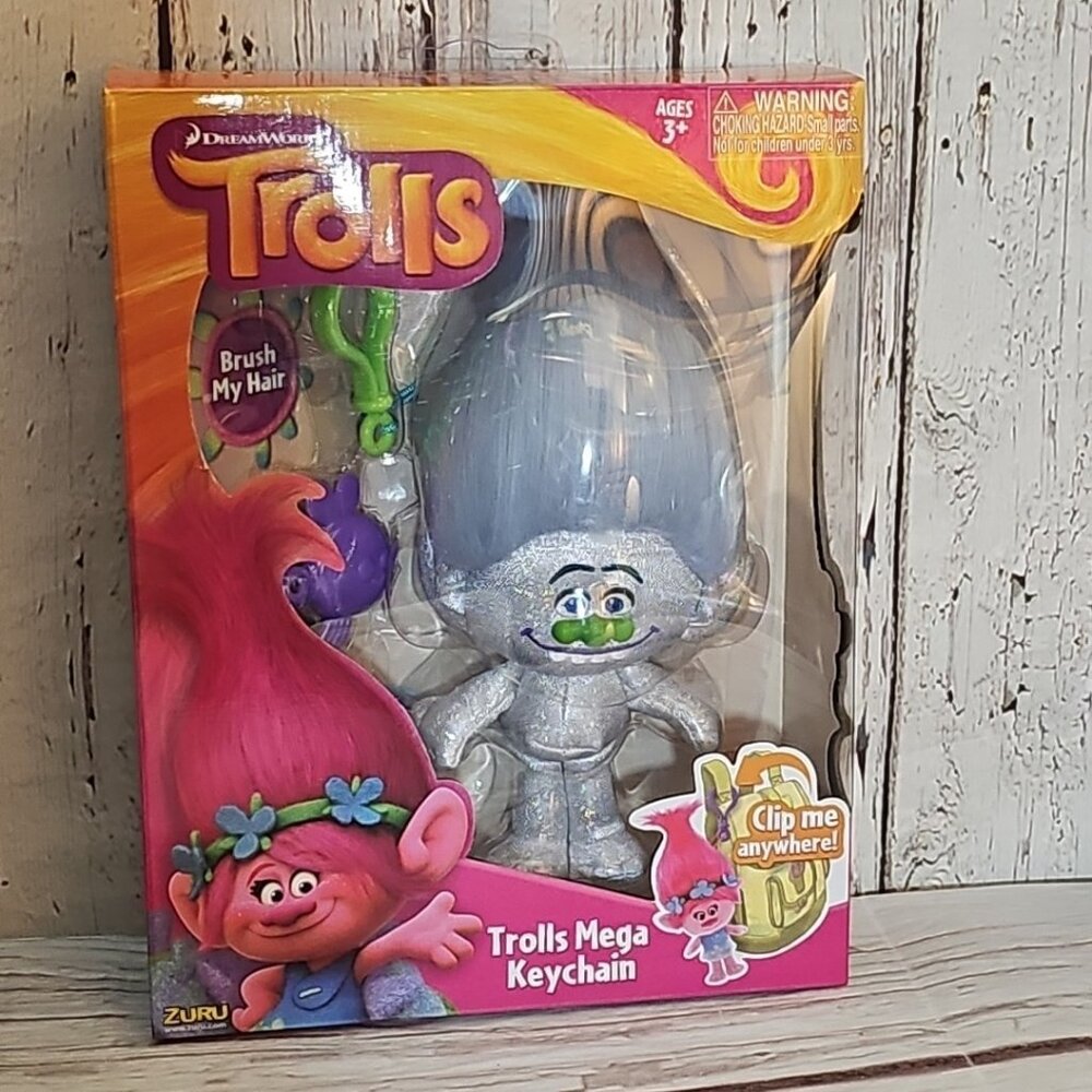 Trolls DreamWorks Guy Diamond 💎Mega Keychain Clip-On Plush Toy New in Box